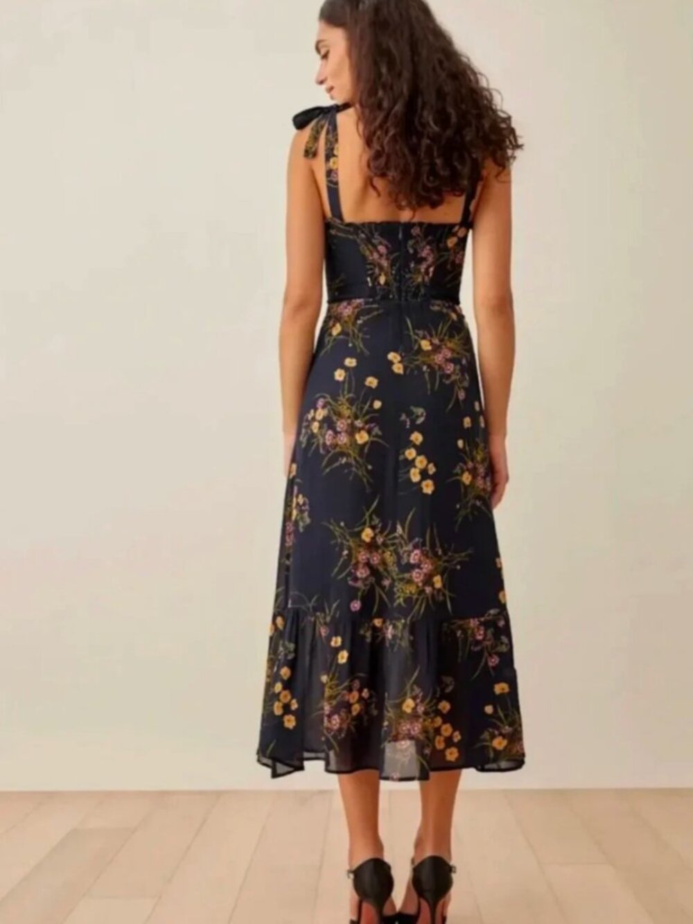 Navy Floral Reformation Nikita Dress - Picture 2 of 6